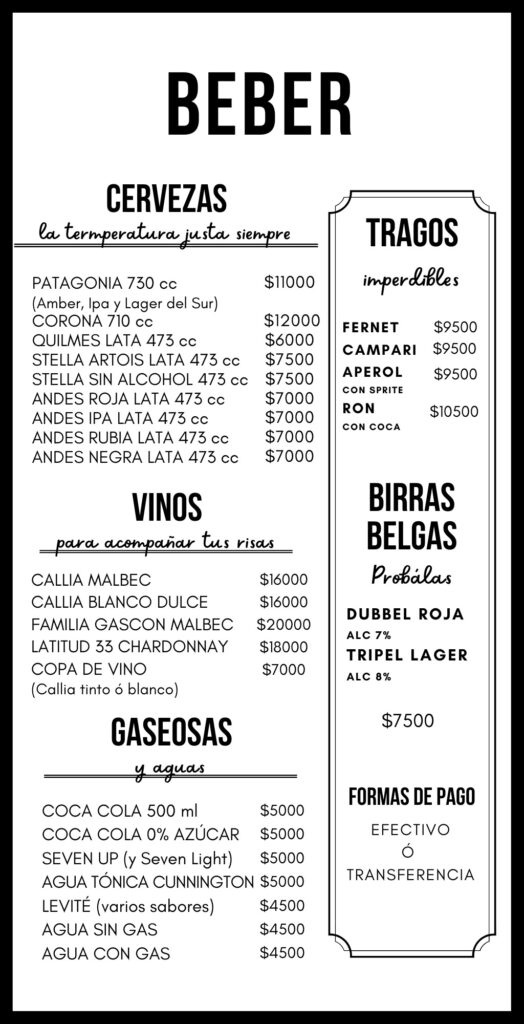 Inicio 11 Menú Bebida Stand Up Club
